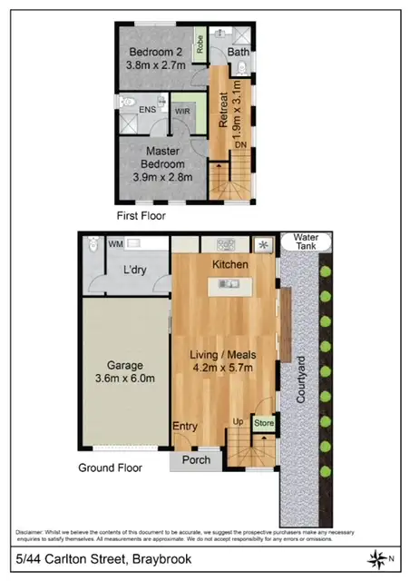 Floorplan of Homely townhouse listing, 5/44 Carlton Street, Braybrook VIC 3019