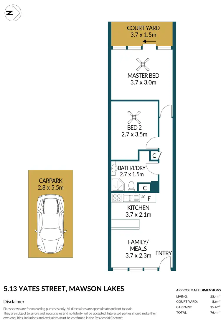 Floorplan of Homely unit listing, 5/13 Yates Street, Mawson Lakes SA 5095