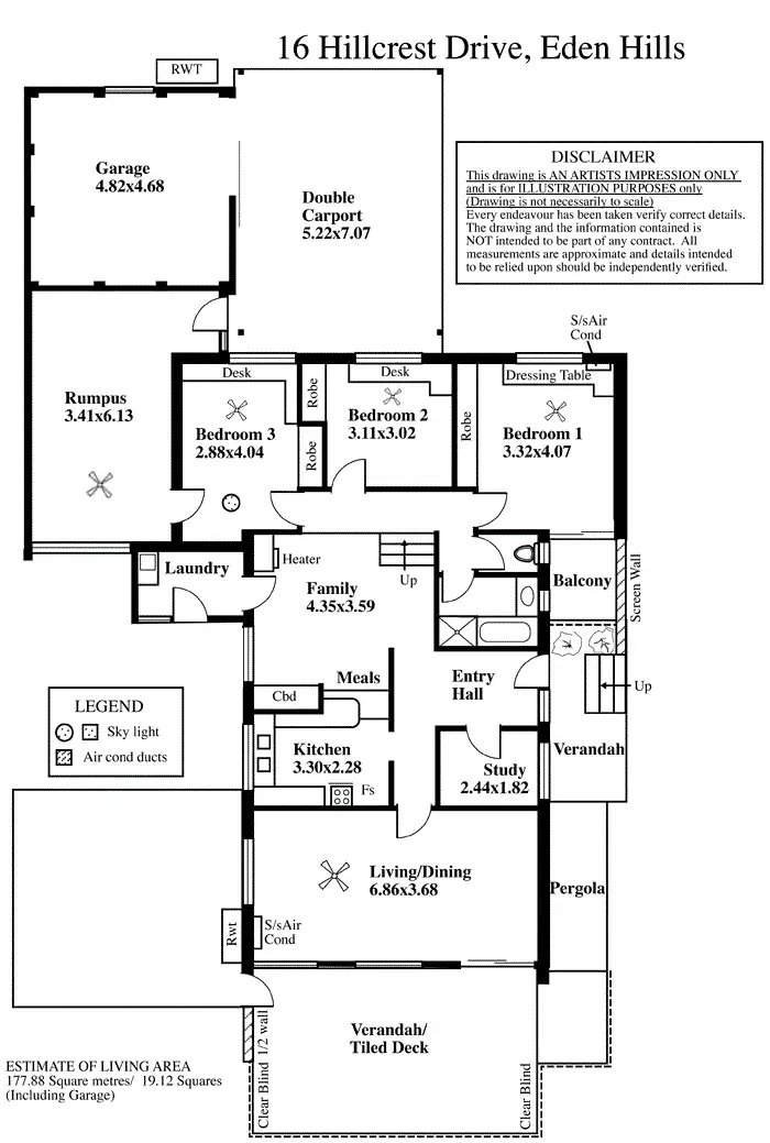 Floorplan of Homely house listing, 16 Hillcrest Drive, Eden Hills SA 5050
