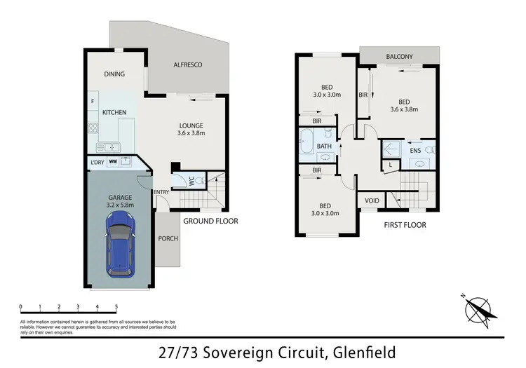 Floorplan of Homely townhouse listing, 27/73 Sovereign Circuit, Glenfield NSW 2167