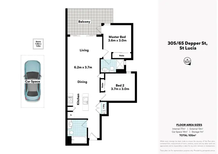 Floorplan of Homely apartment listing, 305/65 Depper Street, St Lucia QLD 4067