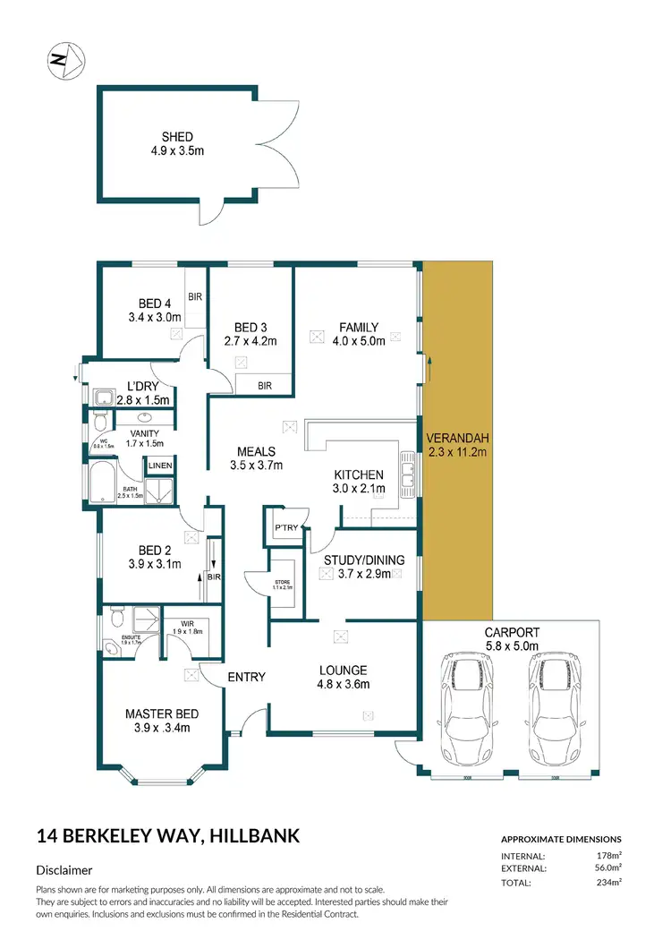 Floorplan of Homely house listing, 14 Berkeley Way, Hillbank SA 5112