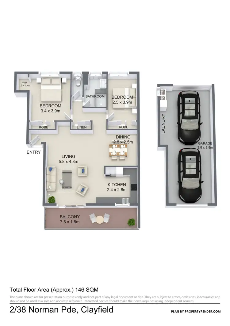 Floorplan of Homely unit listing, 2/38 Norman Parade, Clayfield QLD 4011