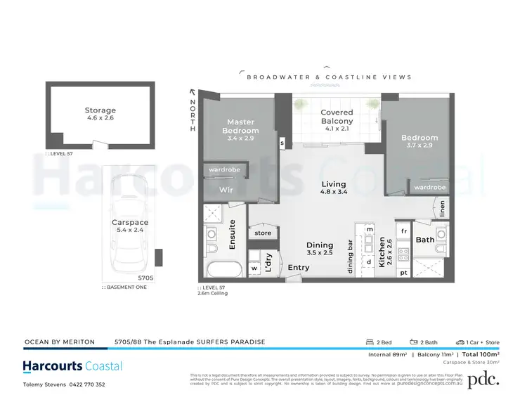 Floorplan of Homely apartment listing, 5705/88 The Esplanade, Surfers Paradise QLD 4217