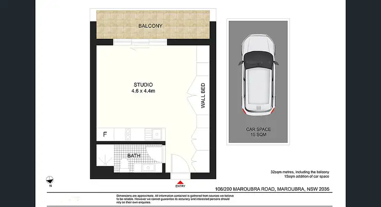 Floorplan of Homely studio listing, 106/196-200 Maroubra Road, Maroubra NSW 2035