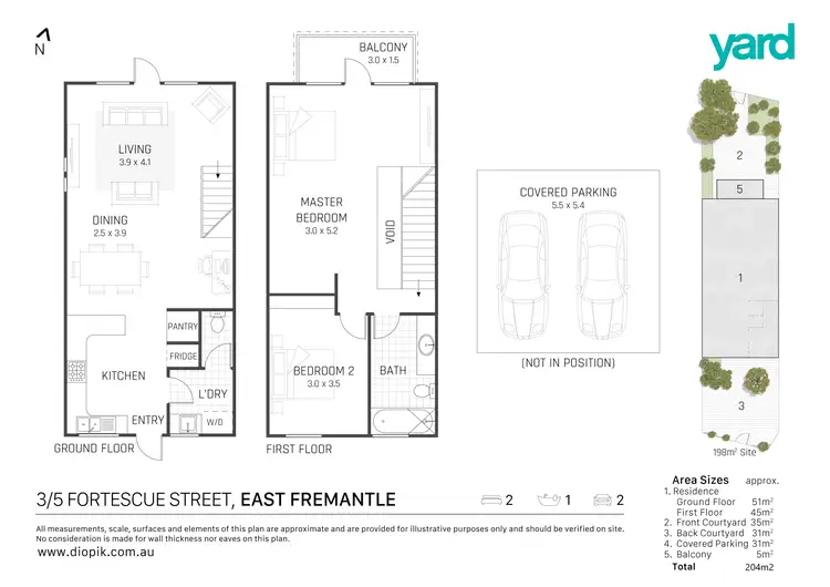 Floorplan of Homely townhouse listing, 3/5 Fortescue Street, East Fremantle WA 6158