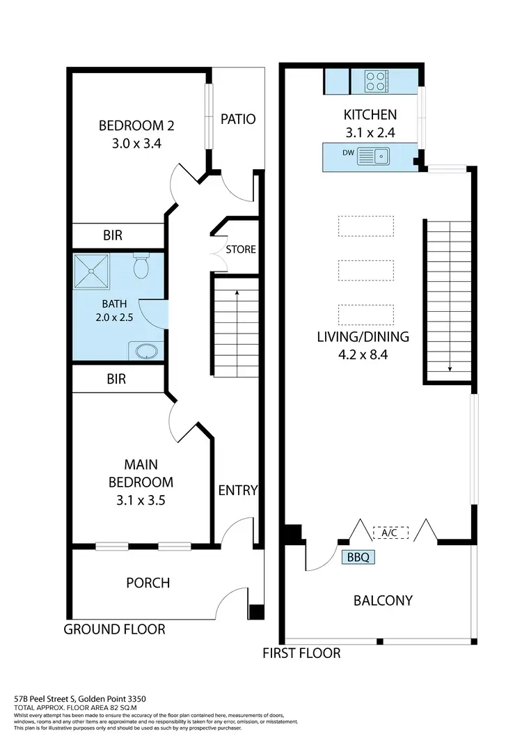 Floorplan of Homely townhouse listing, 57B Peel Street South, Golden Point VIC 3350
