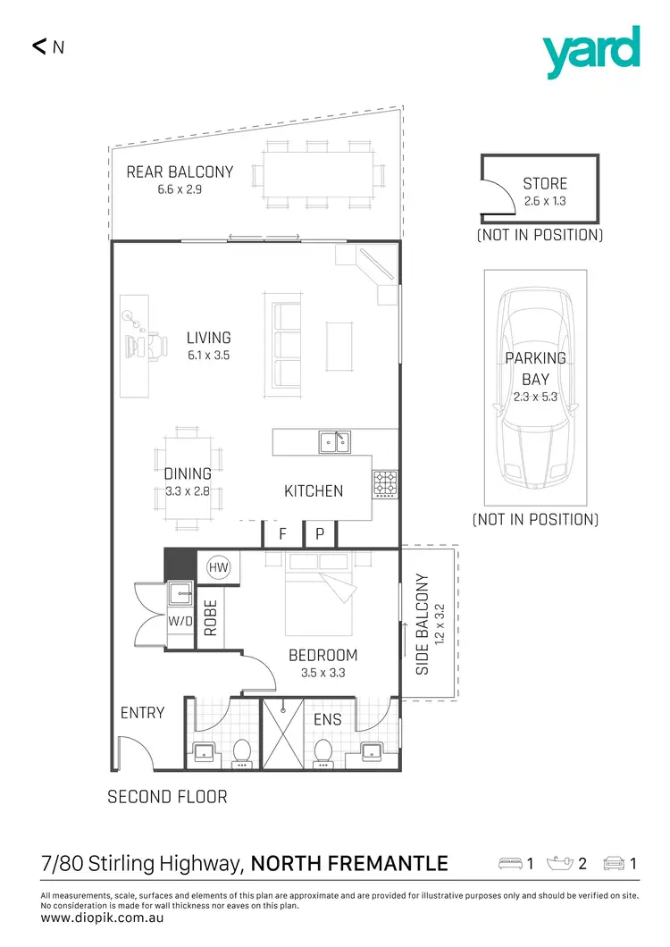 Floorplan of Homely apartment listing, 7/80 Stirling Highway, North Fremantle WA 6159