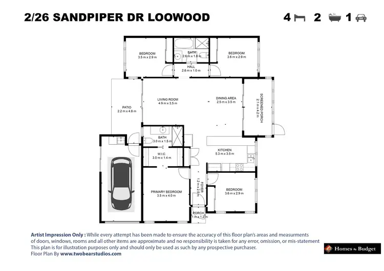Floorplan of Homely semi-detached listing, 2/26 Sandpiper Drive, Lowood QLD 4311