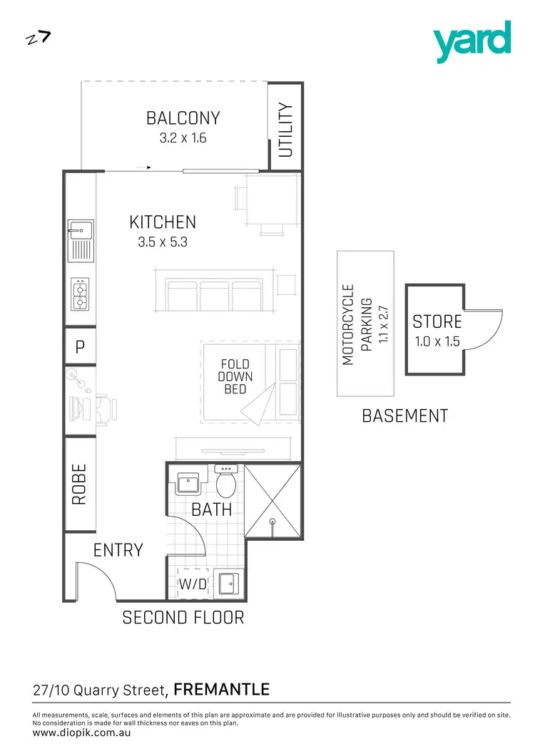 Floorplan of Homely apartment listing, 27/10 Quarry Street, Fremantle WA 6160