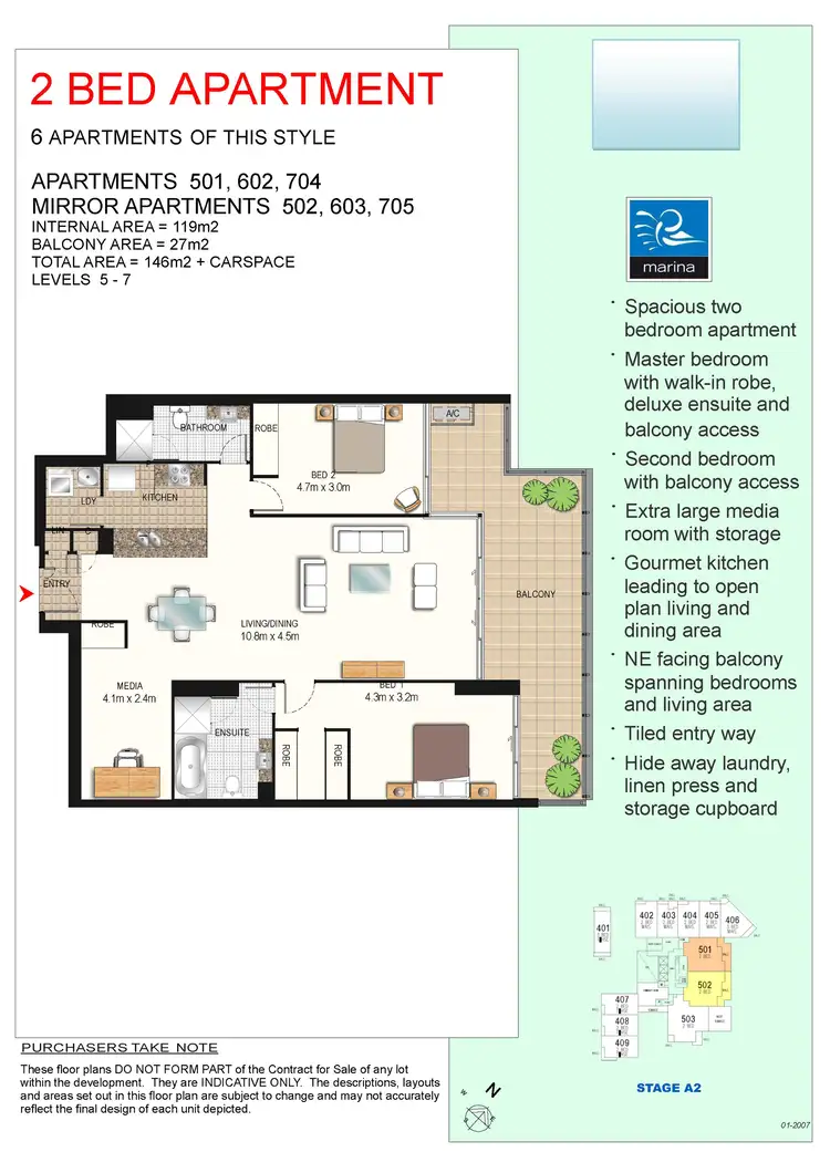 Floorplan of Homely apartment listing, 501/4 Como Crescent, Southport QLD 4215