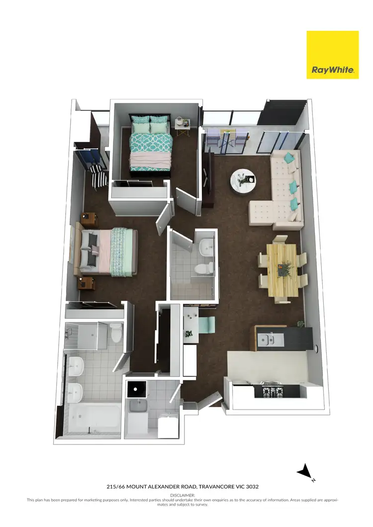 Floorplan of Homely apartment listing, 215/66 Mt Alexander Road, Travancore VIC 3032
