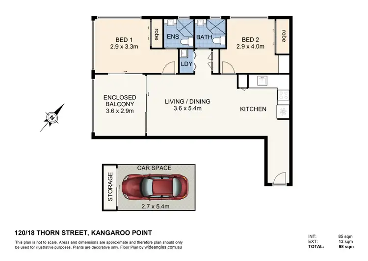 Floorplan of Homely apartment listing, 1204/18 Thorn Street, Kangaroo Point QLD 4169