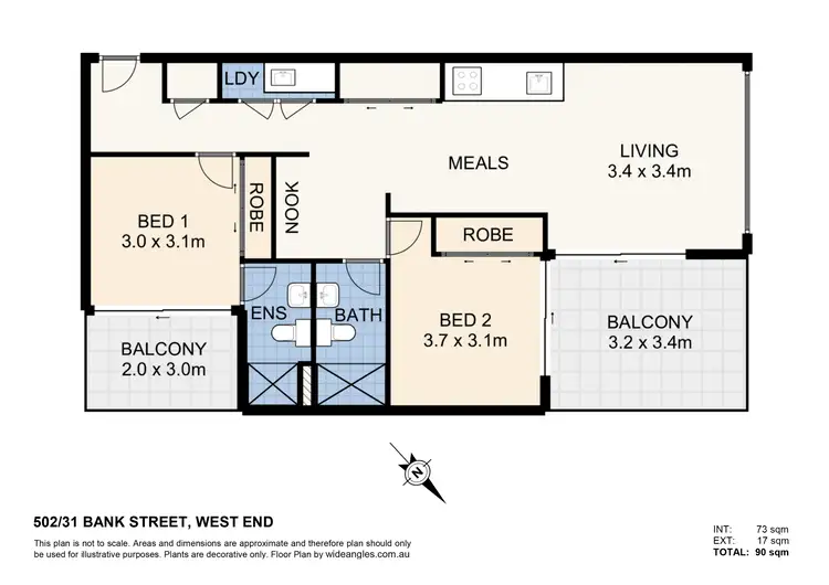 Floorplan of Homely apartment listing, 502/31 Bank Street, West End QLD 4101