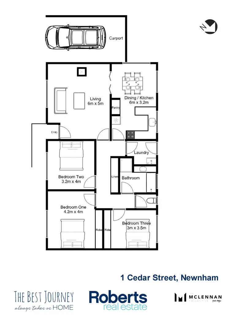 Floorplan of Homely house listing, 1 Cedar Street, Newnham TAS 7248