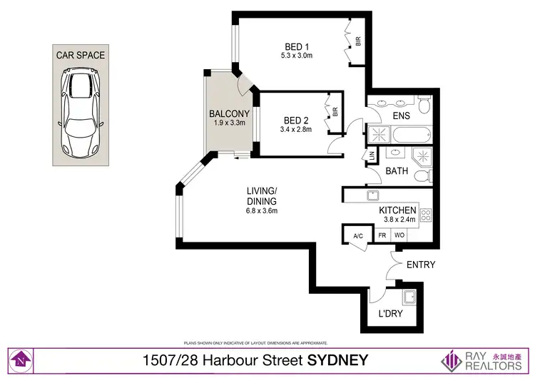 Floorplan of Homely apartment listing, 1507/28 Harbour Street, Sydney NSW 2000