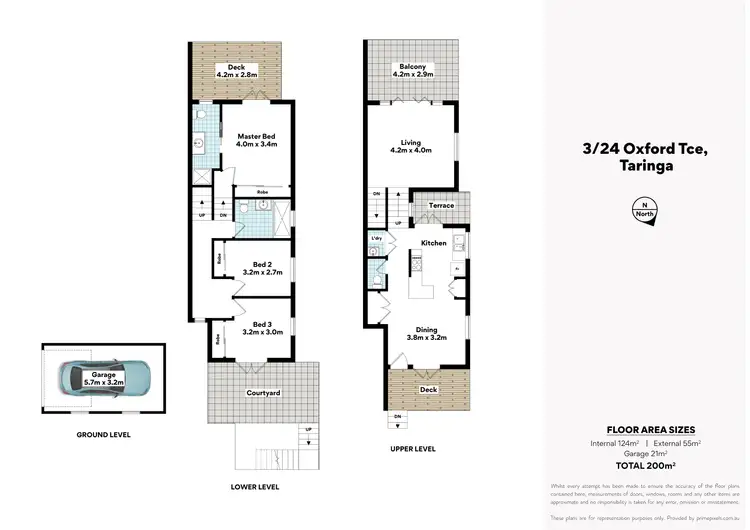 Floorplan of Homely townhouse listing, 3/24 Oxford Terrace, Taringa QLD 4068