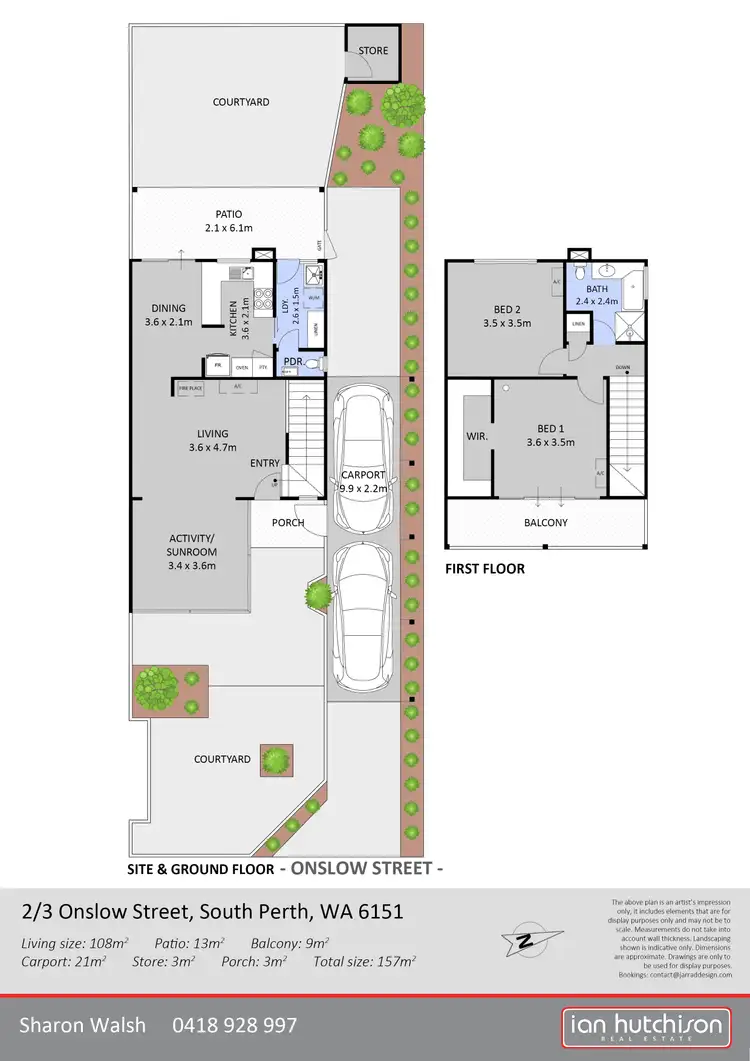 Floorplan of Homely townhouse listing, 2/3 Onslow Street, South Perth WA 6151