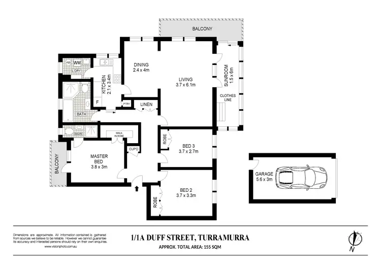 Floorplan of Homely apartment listing, 1/1A Duff Street, Turramurra NSW 2074