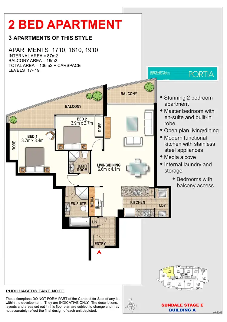 Floorplan of Homely apartment listing, 1710/2 Aqua Street, Southport QLD 4215