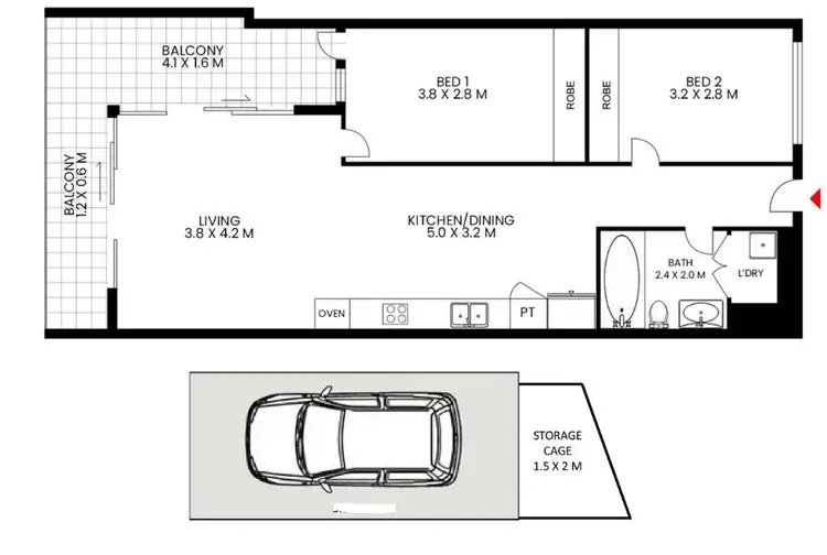Floorplan of Homely apartment listing, 108C/1 Muller Lane, Mascot NSW 2020