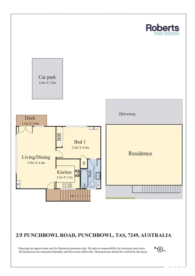 Floorplan of Homely unit listing, 2/5 Punchbowl Road, Punchbowl TAS 7249