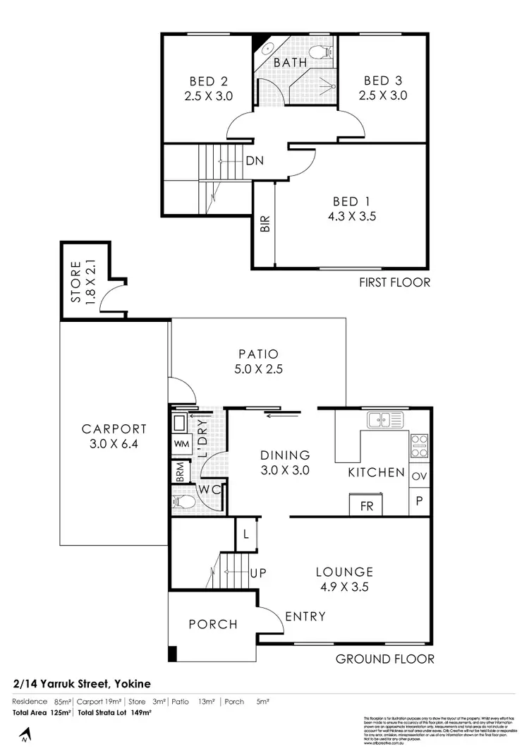Floorplan of Homely townhouse listing, 2/14 Yarruk Street, Yokine WA 6060