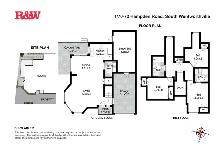 Floorplan of Homely townhouse listing, 1/70-72 Hampden Road, South Wentworthville NSW 2145