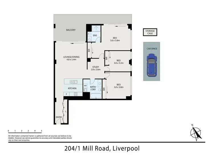 Floorplan of Homely unit listing, 204/1 Mill Road, Liverpool NSW 2170
