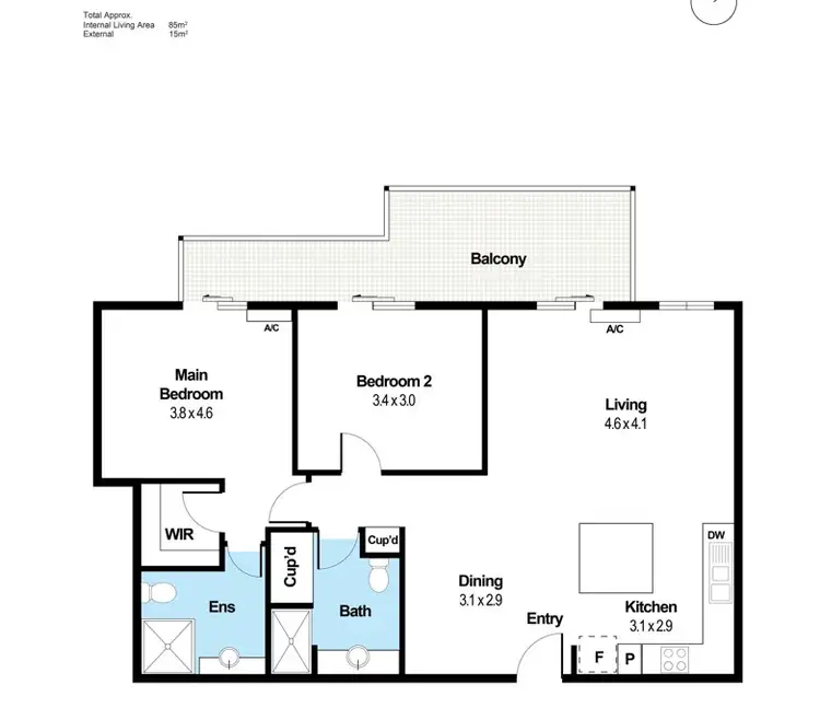 Floorplan of Homely apartment listing, 305/152 Great Eastern Highway, Ascot WA 6104