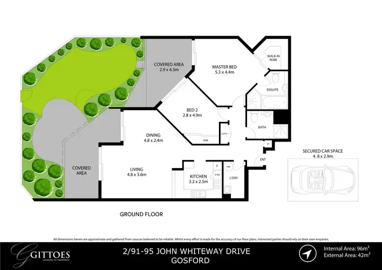 Floorplan of Homely unit listing, 2/91-95 John Whiteway Drive, Gosford NSW 2250