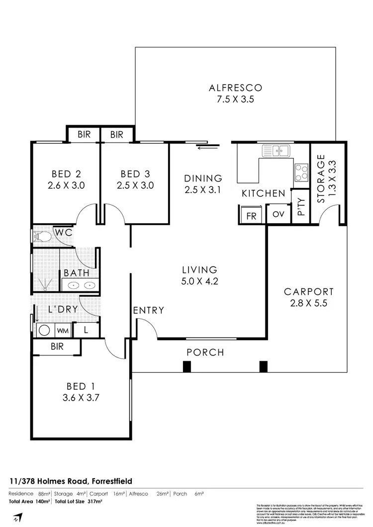 Floorplan of Homely unit listing, 11/378 Holmes Road, Forrestfield WA 6058