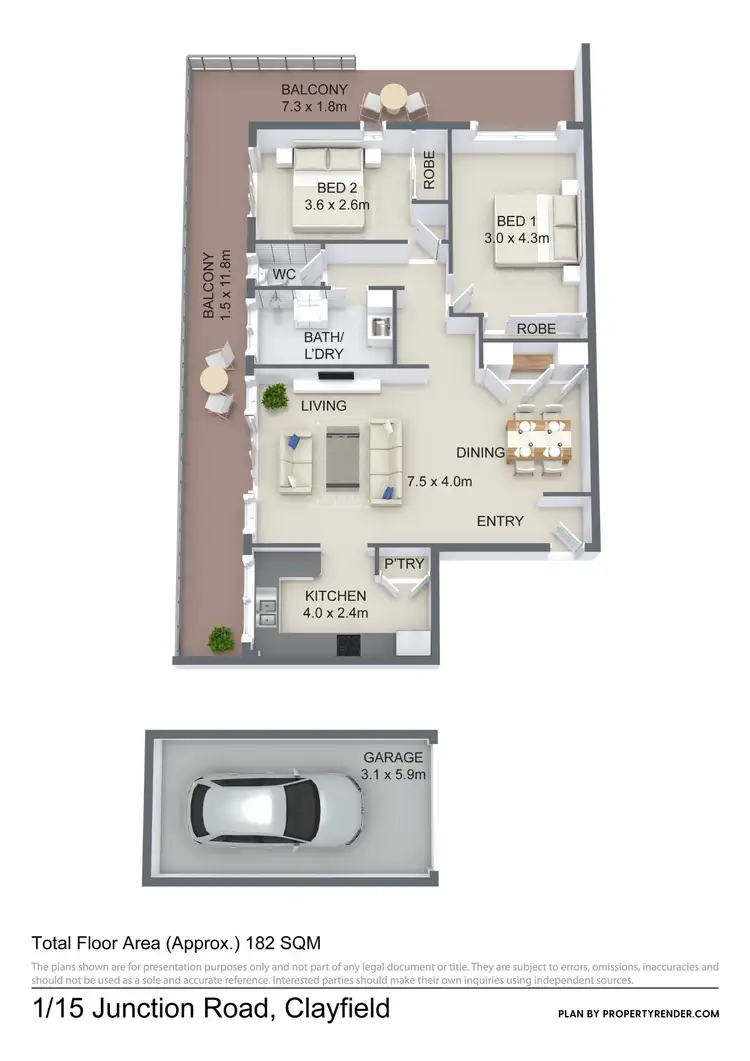 Floorplan of Homely unit listing, 1/15 Junction Road, Clayfield QLD 4011