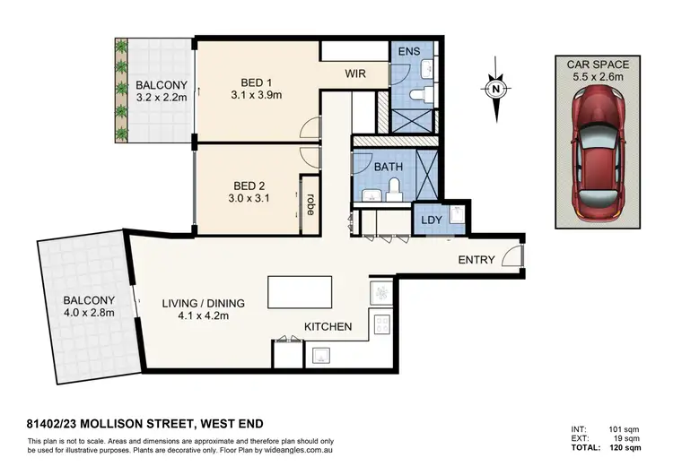 Floorplan of Homely apartment listing, 81402/23 Mollison Street, West End QLD 4101