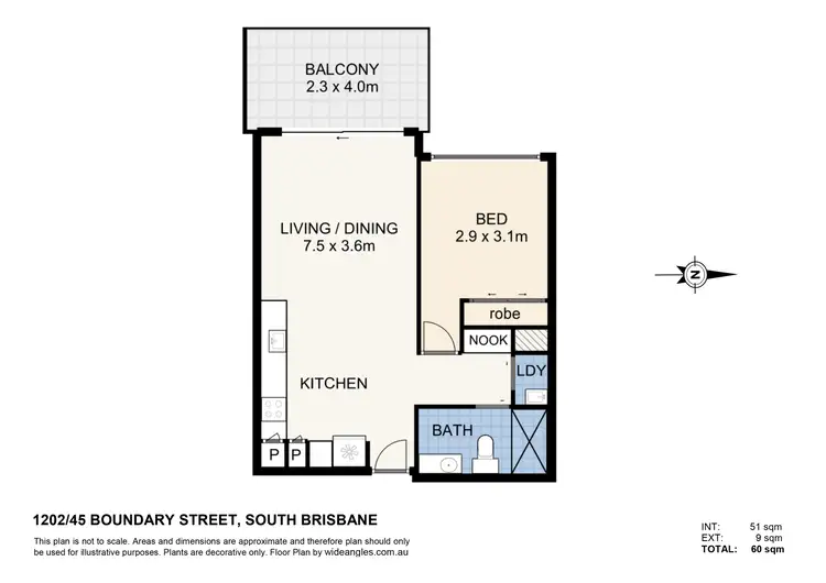 Floorplan of Homely apartment listing, 1202/45 Boundary Street, South Brisbane QLD 4101