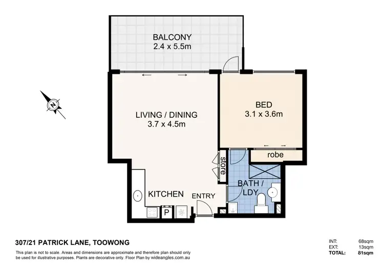 Floorplan of Homely apartment listing, 307/21 Patrick Lane, Toowong QLD 4066