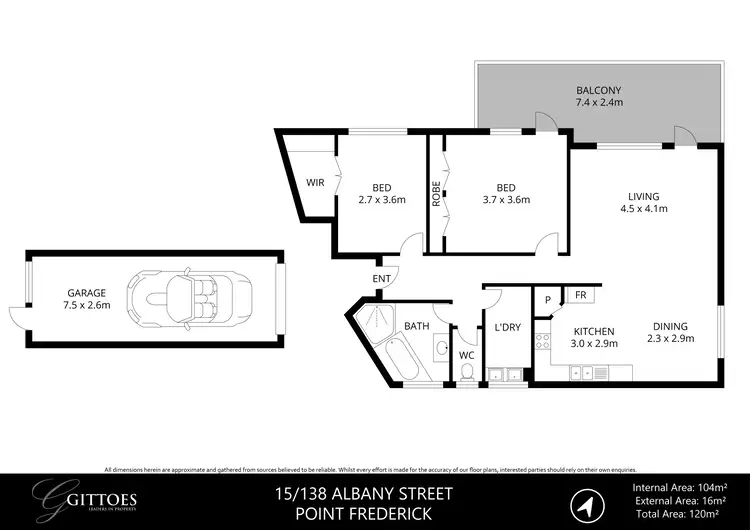 Floorplan of Homely unit listing, 15/138-140 Albany Street, Point Frederick NSW 2250