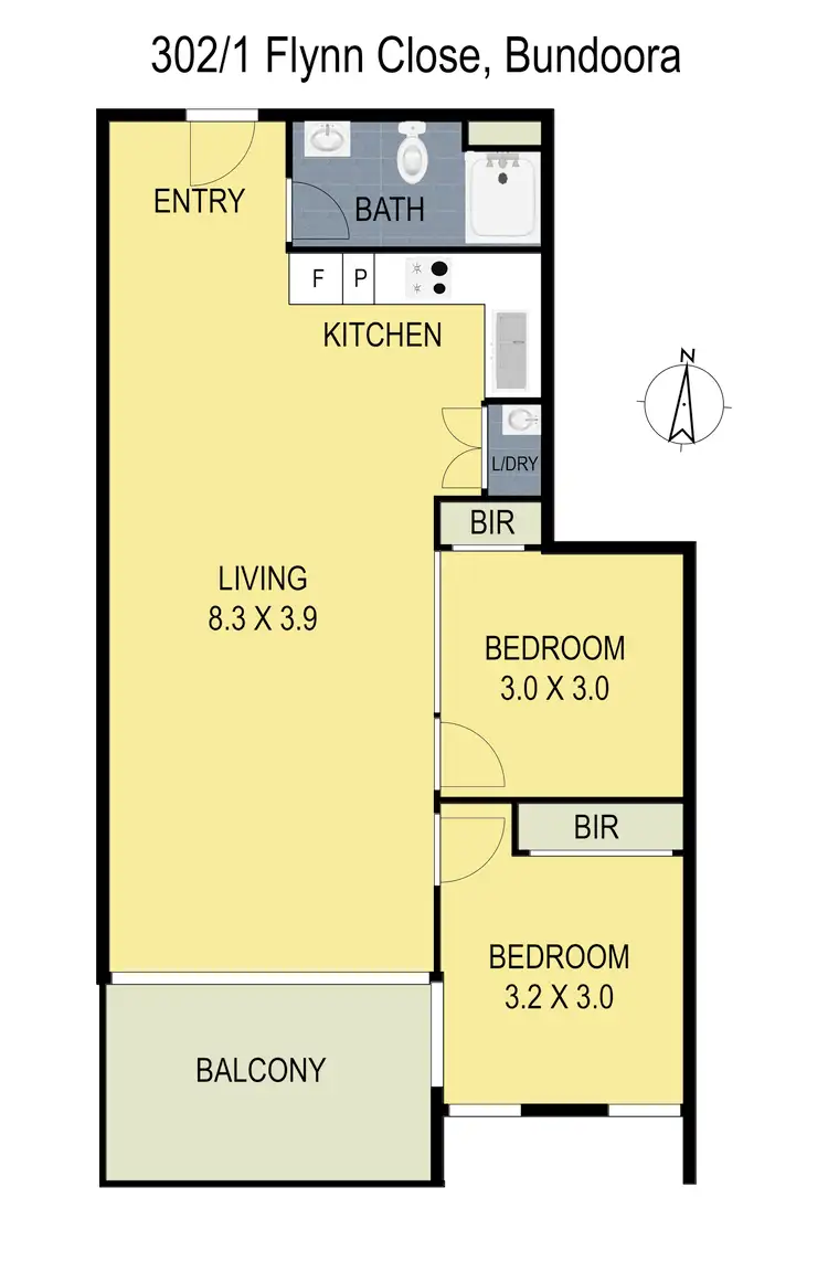 Floorplan of Homely unit listing, 302/1 Flynn Close, Bundoora VIC 3083