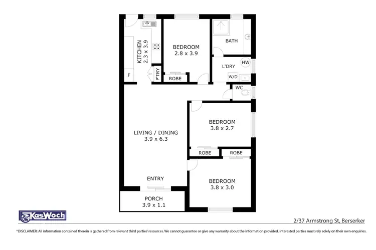 Floorplan of Homely unit listing, 2/37 ARMSTRONG STREET, Berserker QLD 4701