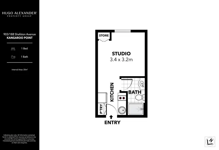 Floorplan of Homely unit listing, 903/188 Shafston Avenue, Kangaroo Point QLD 4169