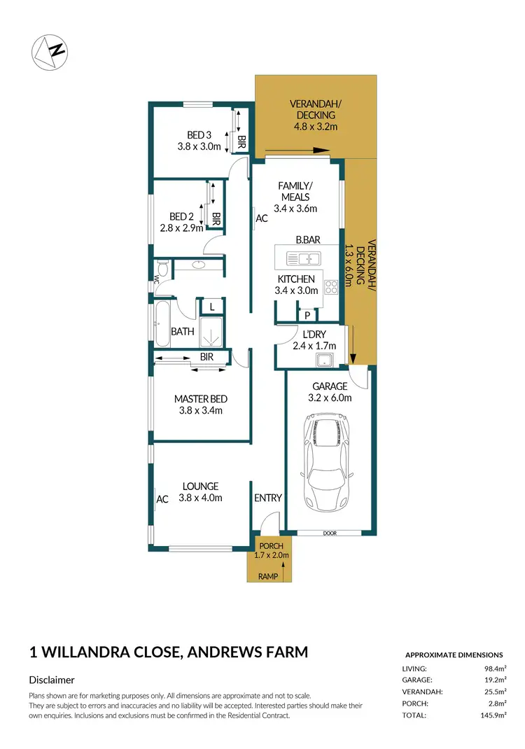 Floorplan of Homely house listing, 1 Willandra Close, Andrews Farm SA 5114