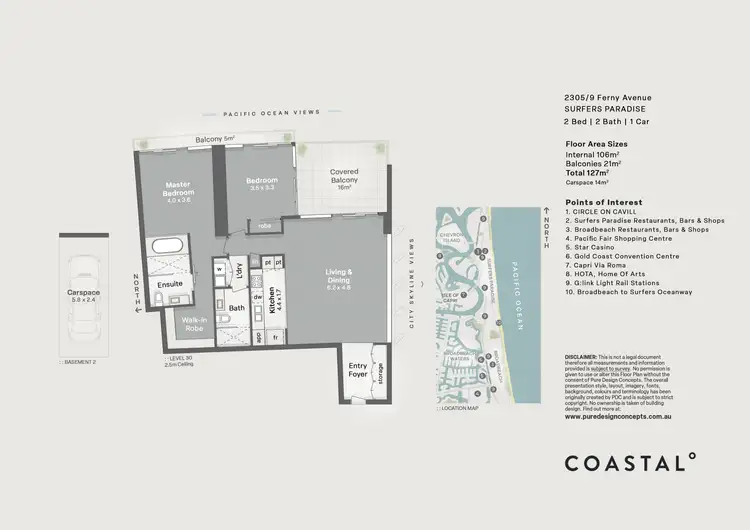 Floorplan of Homely apartment listing, 2305/9 Ferny Avenue, Surfers Paradise QLD 4217
