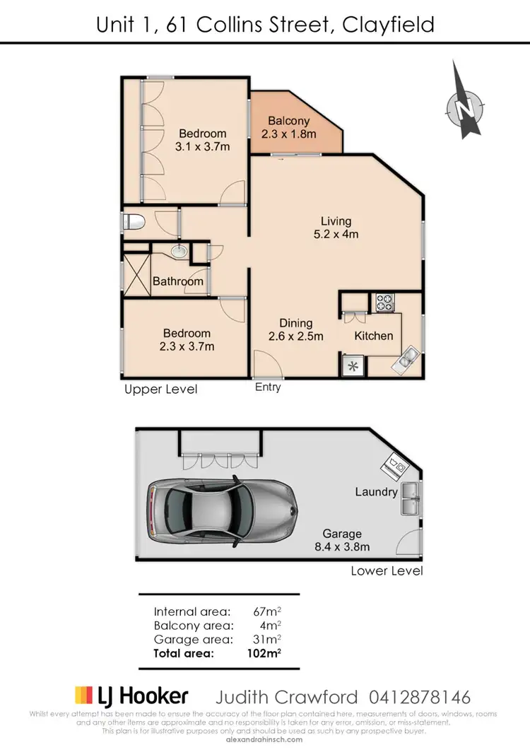 Floorplan of Homely unit listing, 1/61 Collins Street, Clayfield QLD 4011