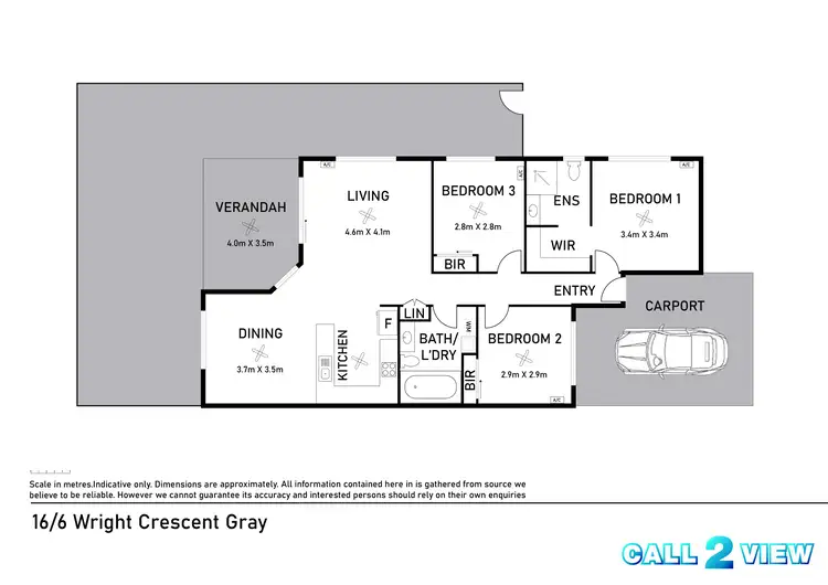 Floorplan of Homely unit listing, 16/6 Wright Crescent, Gray NT 830