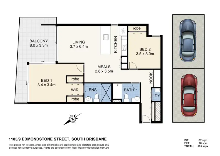 Floorplan of Homely apartment listing, 1105/9 Edmondstone Street, South Brisbane QLD 4101