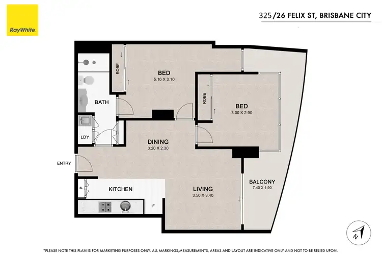 Floorplan of Homely apartment listing, 325/26 Felix Street, Brisbane City QLD 4000