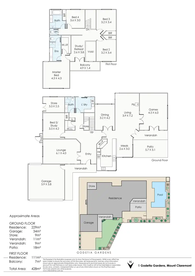 Floorplan of Homely house listing, 1 Godetia Gardens, Mount Claremont WA 6010