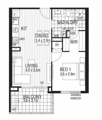 Floorplan of Homely apartment listing, 120/5 Rowe Avenue, Rivervale WA 6103