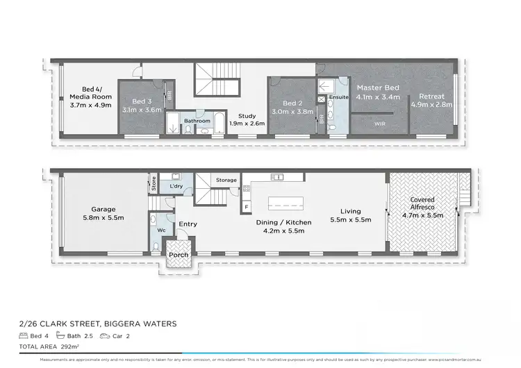 Floorplan of Homely semi-detached listing, 2/26 Clark Street, Biggera Waters QLD 4216
