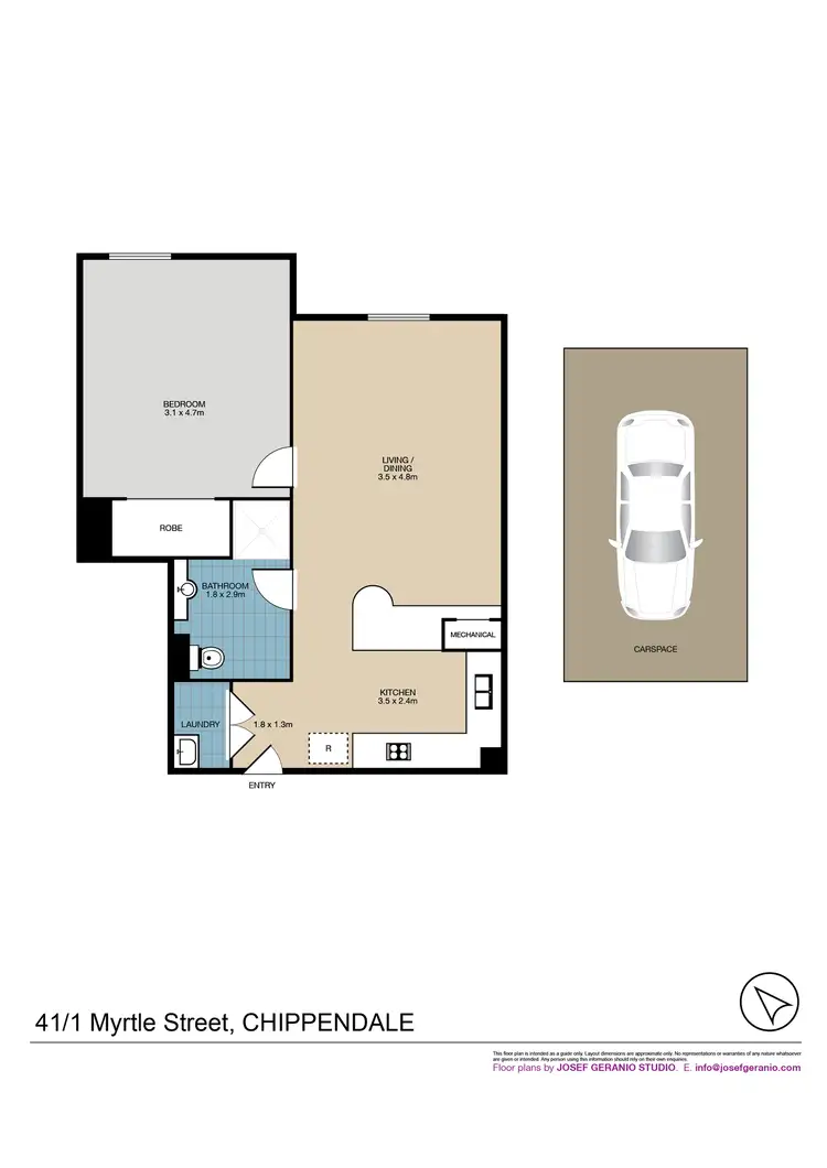 Floorplan of Homely apartment listing, 41/1 Myrtle Street, Chippendale NSW 2008